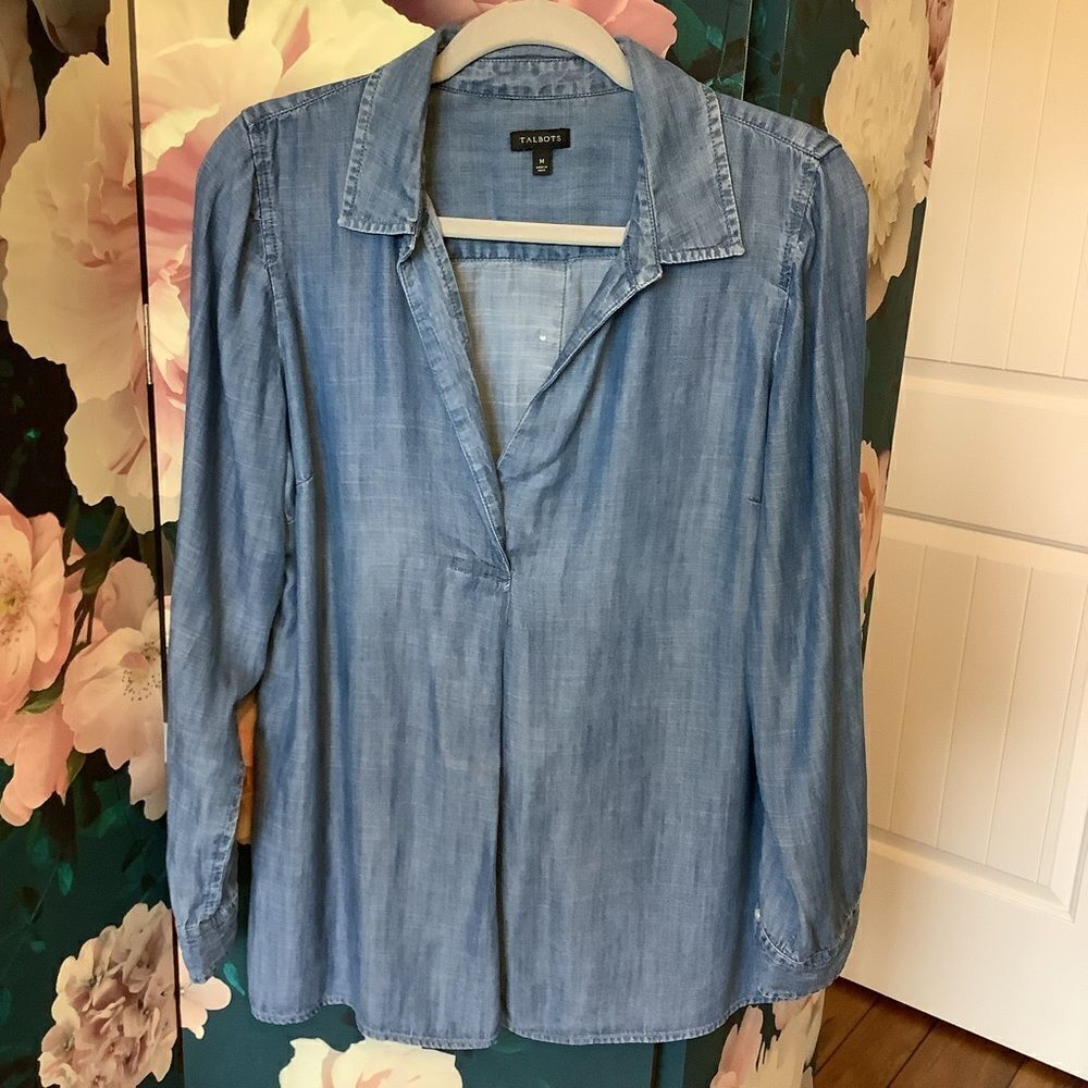 Talbots Casual Denim Tunic Top 🏓❤️🪢